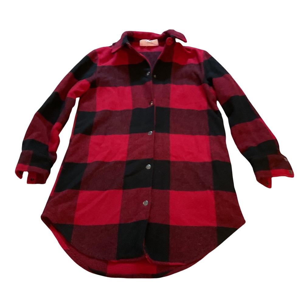 BB Dakota Steve Madden Red Black Buffalo Plaid Flannel Snap Front Shacket XS